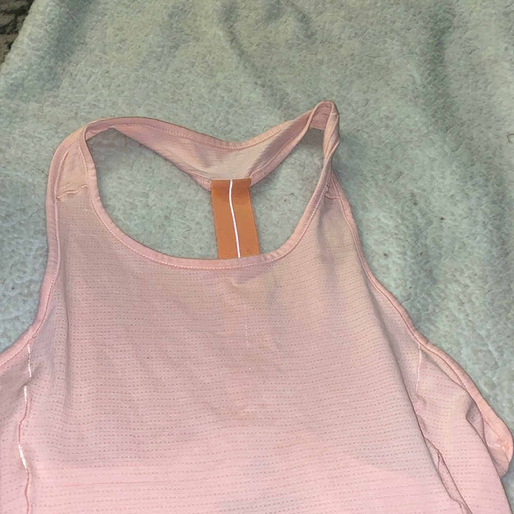 Peach colored adidas climate running racer back top